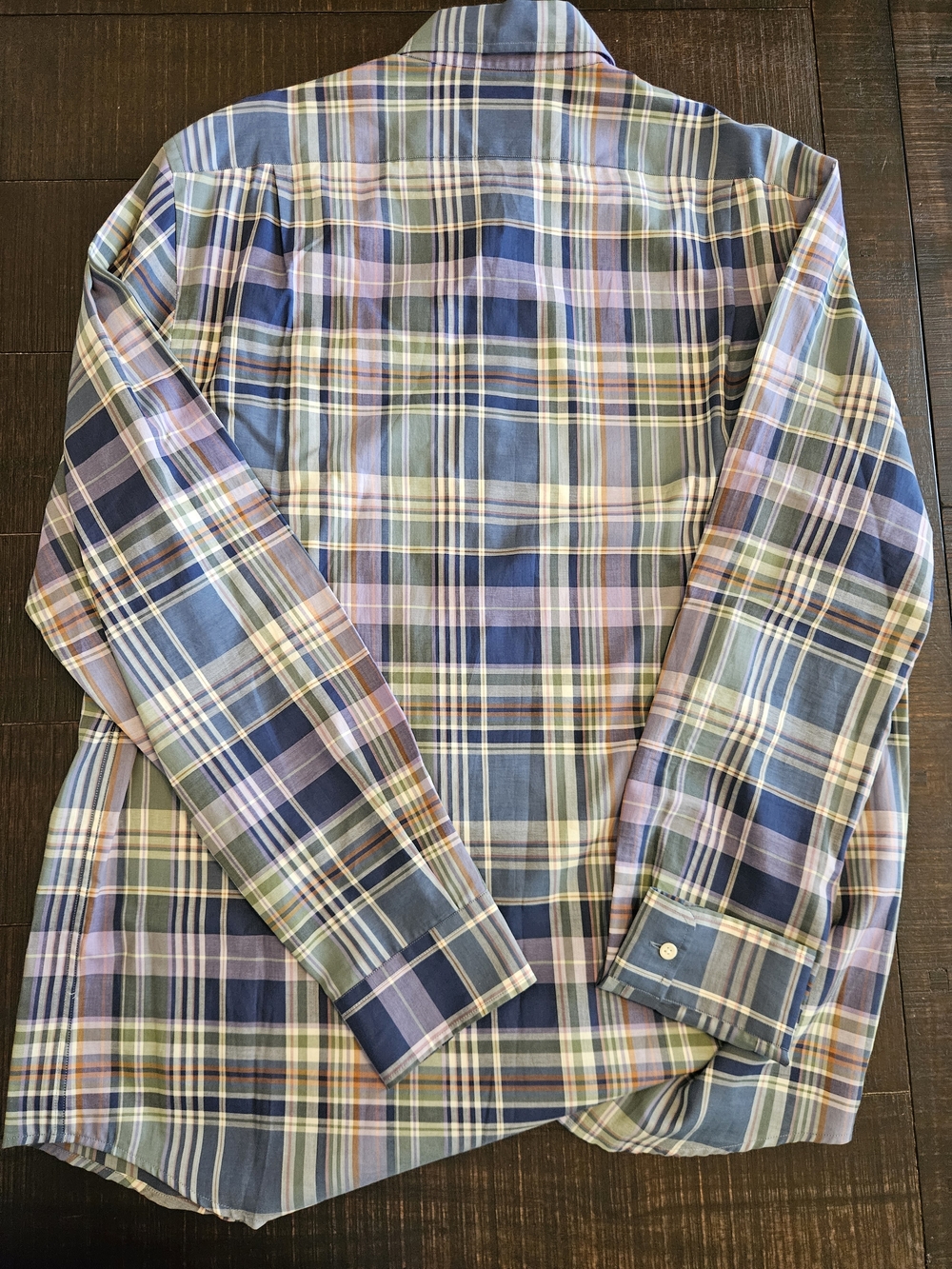 Ralph Lauren Purple Label Navy, Purple & Light Blue Plaid Dress Shirt - Picture 4 of 6